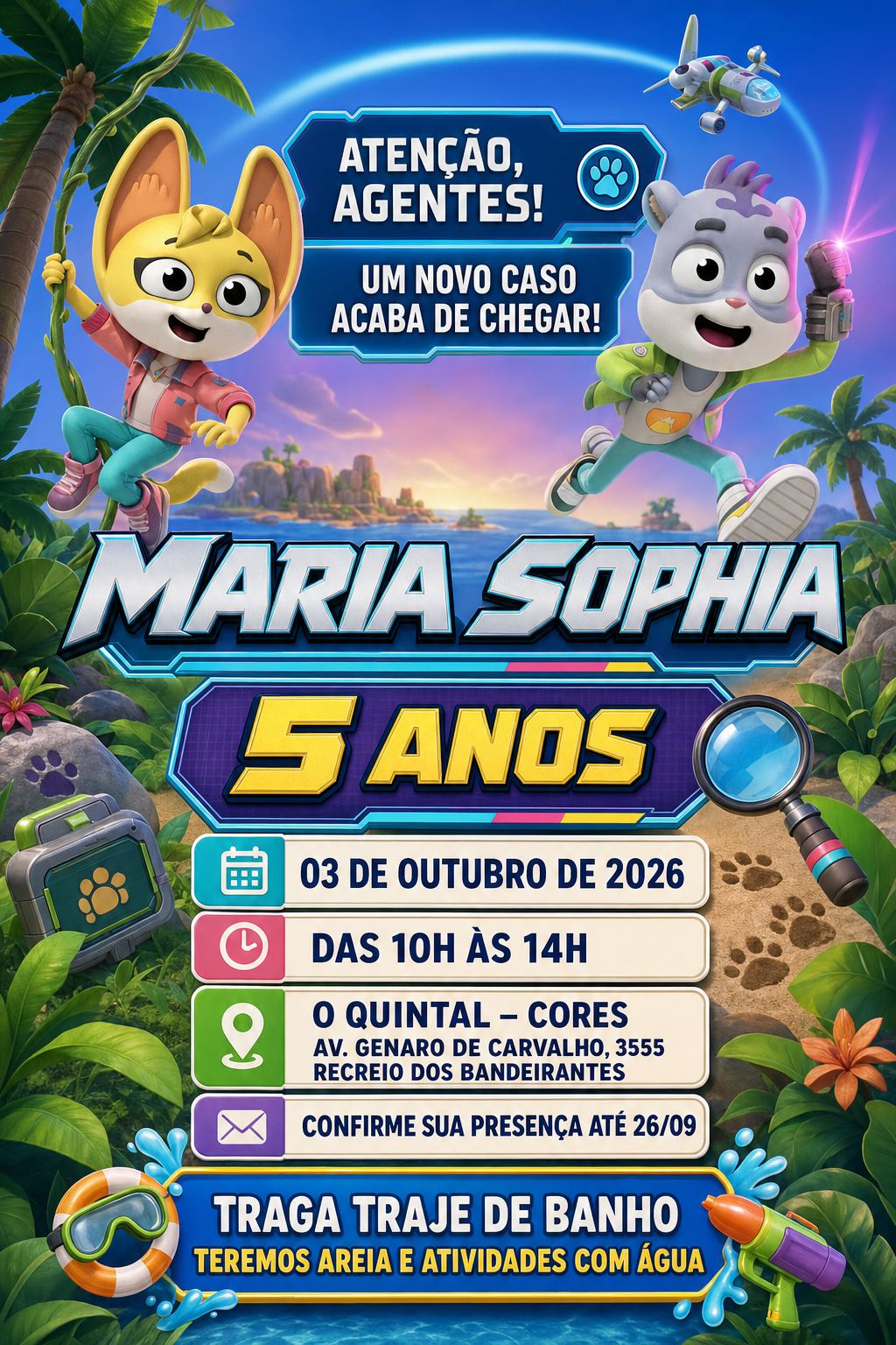 Flyer da festa de 5 anos da Maria Sophia